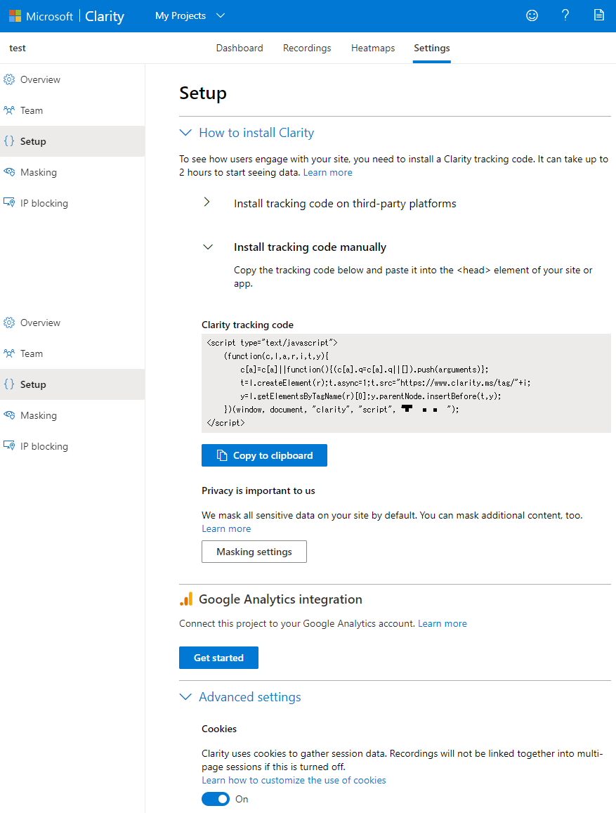 Microsoft Clarity - Setup